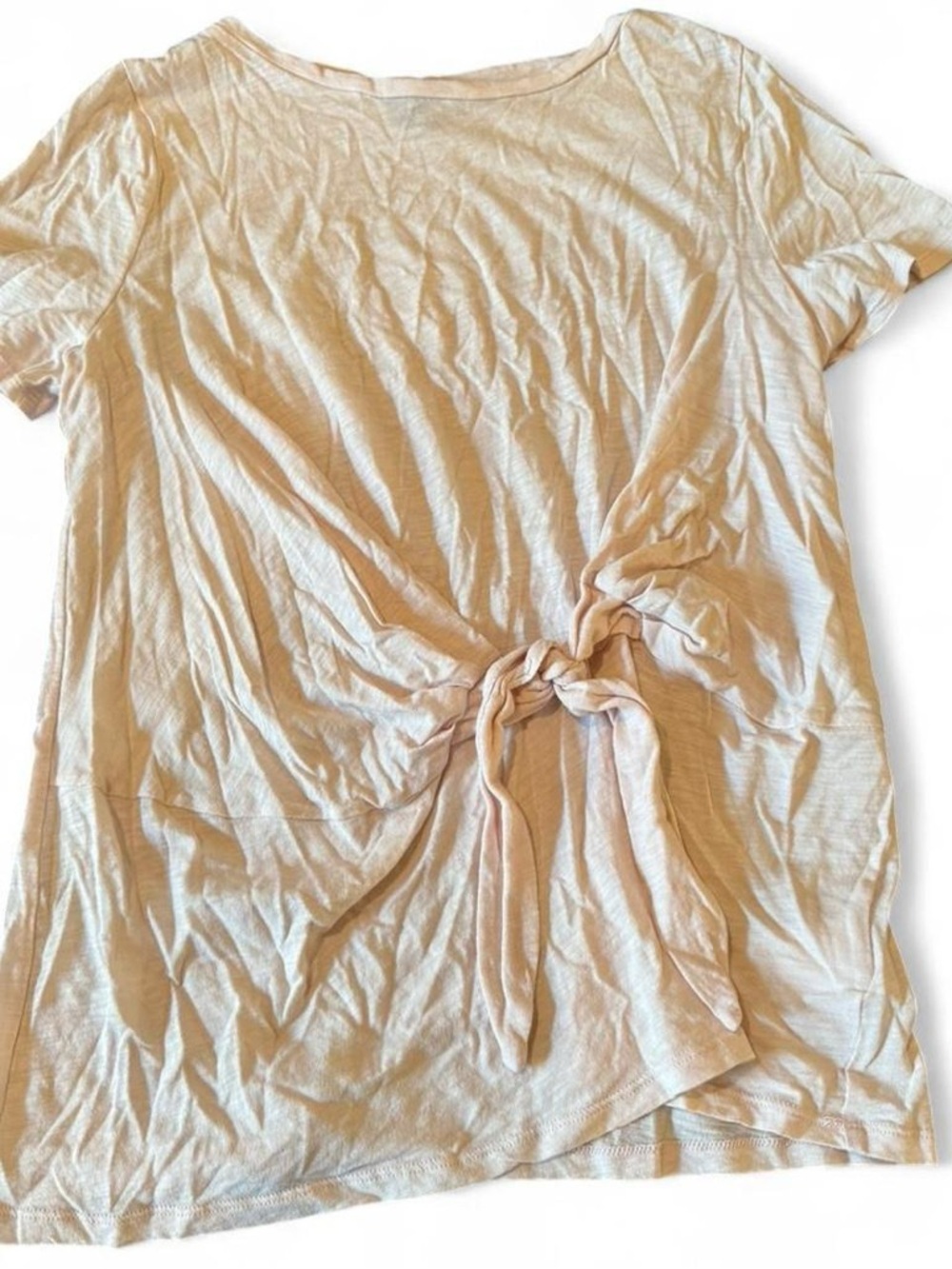 Express Cream Short Sleeve Tie-Front Tee